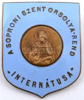 ~1930. "A Soproni Szent Orsolya-Rend Internátusa" zománcozott Br jelvény "MORZSÁNYI BUDAPEST ESKÜ UT 5." gyártói jelzéssel (38x30mm) T:2