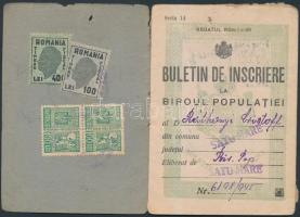 cca 1929 2 db román igazolvány, bélyegekkel / Romanian ID-s with stamps