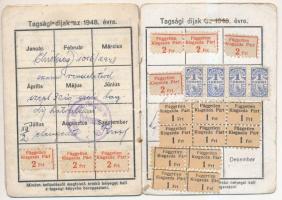 1946 FKGP Kisgazda Párt tagsági igazolvány sok bélyeggel