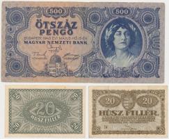 36db-os magyar bankjegy tétel albumba rendezve, benne 1919. július 15. 20K, 1920. 50K, 1943. 1000P T...
