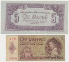 36db-os magyar bankjegy tétel albumba rendezve, benne 1919. július 15. 20K, 1920. 50K, 1943. 1000P T...
