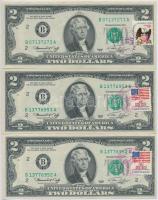 Amerikai Egyesült Államok 1976. 2$ (3x) kettő sorszámkövető, mindhárom bélyeggel és bélyegzéssel T:I- USA 1976. 2 Dollars (3x) two sequential serials, all with stamp and stamping C:AU