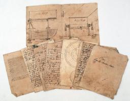 cca 1800 Cukorkészítő gép és részeinek tervei, esetleg más gépek terveivel. Összesen 30 oldal, sok r...