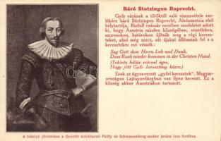 Báró Stotzingen Ruprecht; képeslap a Pálffy és Schwarzenberg szobor javára (ázott / wet damage)