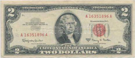 Amerikai Egyesült Államok 1963. 2$ vörös pecséttel T:III USA 1963. 2 Dollars with red seal C:F