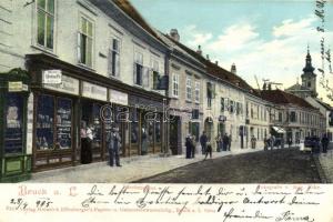 Lajtabruck, Bruck and der Leitha; Templom utca, katonai üzlet / Kirchengasse / street, military shop