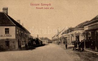 Sümeg, Kossuth Lajos utca, Kisfaludy szálloda, Herczeg Esterházy Budakeszi műhengermalmának liszt raktára; kiadja Horvát Gábor