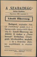 1895 A nagyváradi Szabadság napilap röplapja Habsburg-Lotaringiai László főherceg (1875-1895) haláláról
