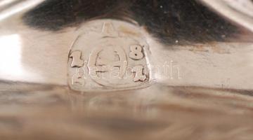 Rózsákkal díszített ezüst(Ag) kínáló, jelzett, m: 13 cm, 14x14 cm, 159,8 g