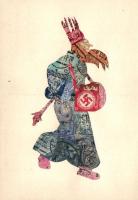 Házi készítésű embert ábrázoló bélyeg montázs képeslap