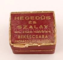 Hegedűs és Szalay Óra, ékszer szaküzlete, Békéscsaba, papírdoboz kissé viseltes állapotban, 4x3x3cm