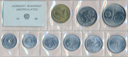 1980. 2f-10Ft 9db klf érmés forgalmi sor fóliatokban T:1