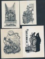Haranghy Jenő (1894-1951): Ex libris klisék,papír, 5db, vegyes méretben,cca 10x6,5cm és 8,5x5cm