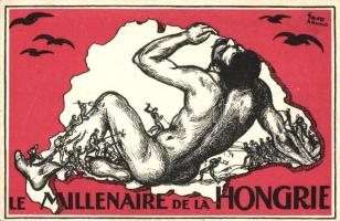 'Le Millenaire de la Hongrie' kiadja az Országos Propaganda Bizottság / Hungary, irredenta art postcard s: Gara Arnold (EK)