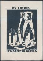 Bfy jelzéssel: Erotikus ex libris, fametszet, papír, jelzett a metszeten, 14,5×10 cm