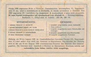 Budapest 1925. "A Budapesti Színészek Szövetsége Nyugdíjintézetének javára" 5000K színészs...