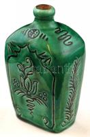 Gyermek-etető kis zöld mázas kerámia butélia,hibátlan, m:10,5cm