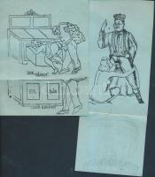 cca 1930 2 db kihajtható erotikus kisnyomtatvány, különböző méretben