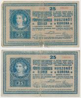 1918. 25K (2x) "3118" + "3139" mindkettő 3mm és hullámos hátlappal T:III-,IV