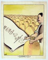 Szűr Szabó József (1902-1993): Számvetés. Vegyes technika, papír, jelzett, 50×38 cm