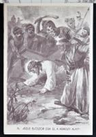 1936 A Keresztút képeslapfüzet 14 lappal, Márton L. szignóval; kiadja a Kalazantinus Rendház / Jesus...