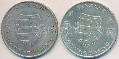 1947. 5Ft Ag "Kossuth" (2x) T:2-