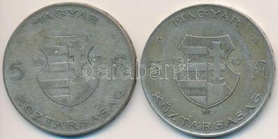 1947. 5Ft Ag "Kossuth" (2x) T:2-,3