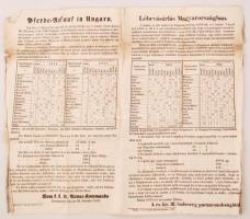 1853 Budai katonai lóbevásárlás magyar és német nyelvű hirdetményébe 26x46 cm