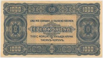 1923. 1000K nyomdahely jelölés nélkül T:III,III-
Hungary 1923. 1000 Korona without printer's m...