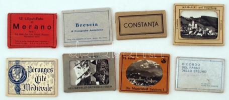 8 db, egyenként 12 darabos fotósorozat különféle helyekről (Merano, Constanţa, Salzburg, Mariazell, Brescia, stb.), saját dobozaikban