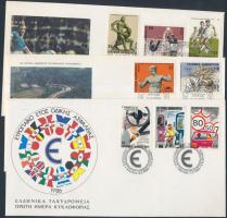 Teljes évfolyam kiadás egy sor kivételével 9 db FDC-n, Complete yeat except for 1 set on 9 FDC