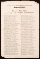 Az 1861-dik évi april 2-kán megválasztott Pest városi képviselőknek névjegyzéke. Kissé viseltes állapotban, 50x32cm