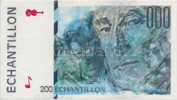 Franciaország DN 200Fr Échantillon bankjegy tervezet T:I,I- France ND 200 Francs Échantillon test banknote C:UNC,AU