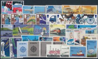 Europa CEPT 15 countries 37 stamps, Europa CEPT motívum tétel 14 klf ország 37 klf bélyeg teljes sorokban, közte szelvényes bélyegek és összefüggések