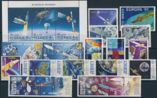 Europa CEPT 8 countries 18 stamps + 1 stamp-booklet sheet, Europa CEPT motívum tétel 8 klf ország 18 klf bélyeg teljes sorokban, közte összefüggések + 1 bélyegfüzetlap