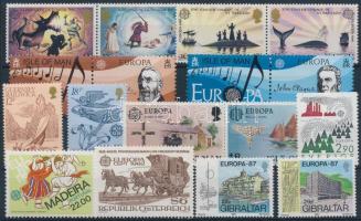 Europa CEPT 1981/1987 7 countries 17 stamps, Europa CEPT 1981/1987 motívum tétel 7 klf ország 17 klf bélyeg, közte teljes sorok és összefüggések