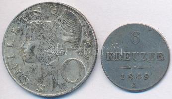 Ausztria 1849A 6kr Ag + 1958. 10Sch Ag T:2- patina Austria 1849A 6 Kreuzer Ag + 1958. 10 Schilling Ag C:VF patina