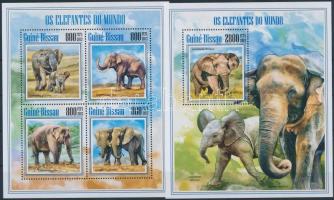 Elefántok 4é kisív + blokk, Elephants mini sheet 4 values + block