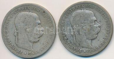 Ausztria 1893. 1K Ag "Ferenc József" (2x) T:3 Austria 1893. 1 Corona Ag "Franz Joseph" (2x) C:F