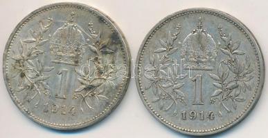 Ausztria 1914. 1K Ag "Ferenc József" (2x) T:2,2- patina
Austria 1914. 1 Corona Ag "F...