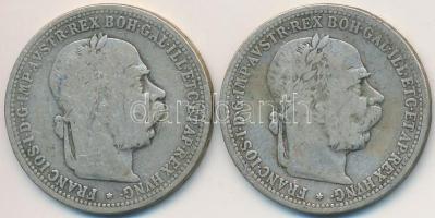 Ausztria 1896. 1K Ag "Ferenc József" (2x) T:3 Austria 1896. 1 Corona Ag "Franz Joseph" (2x) C:F