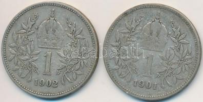 Ausztria 1901-1902. 1K Ag "Ferenc József" (2x) T:2-,3
Austria 1901-1902. 1 Corona Ag &quo...