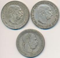 Ausztria 1904-1913. 1K Ag "Ferenc József" (3x) T:2,2- patina Austria 1904-1913. 1 Corona Ag "Franz Joseph" (3x) C:XF,VF patina