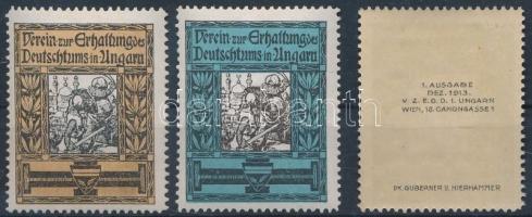 1913 Német és magyar kapcsolat levélzáró 3 db klf színben