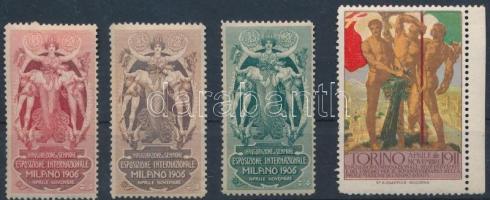 1906/1911 Milánó és Torino 4 db levélzáró