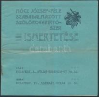 1906 Mócz József- féle szabadalmazott szőlőrovarirtószer ismertetése. pp.:8, 15x15cm