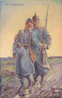 Der gute Kamerad Military Viribus Unitis propaganda postcard K.u.K and German soldiers s: F. Schwarz