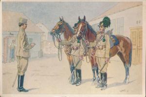 Magyar Királyi csendőrség eligazítás propaganda levelezőlap / Royal Hungarian Gendarmerie dispatch propaganda postcard s: Garay A