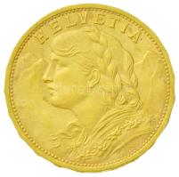 Svájc 1930B 20Fr Au "Helvetia" Bern (6.47g/0.900) T:2 Switzerland 1930B 20 Francs Au "Helvetia" Bern (6.47g/0.900) C:XF Krause KM# 35.1