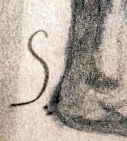 S jelzéssel: Ülő férfi akt. Ceruza, papír, 38×22 cm